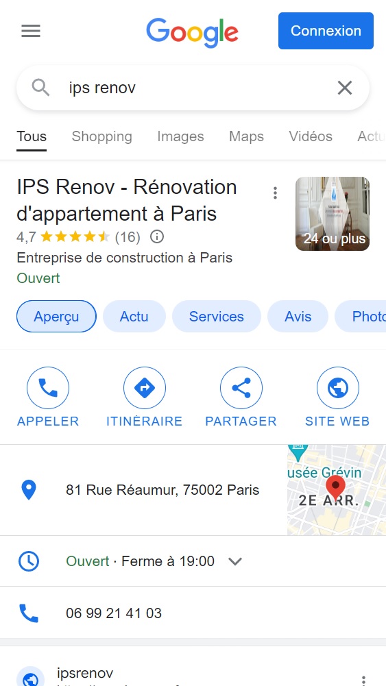 Recherche d'une entreprise sur Google Entreprise