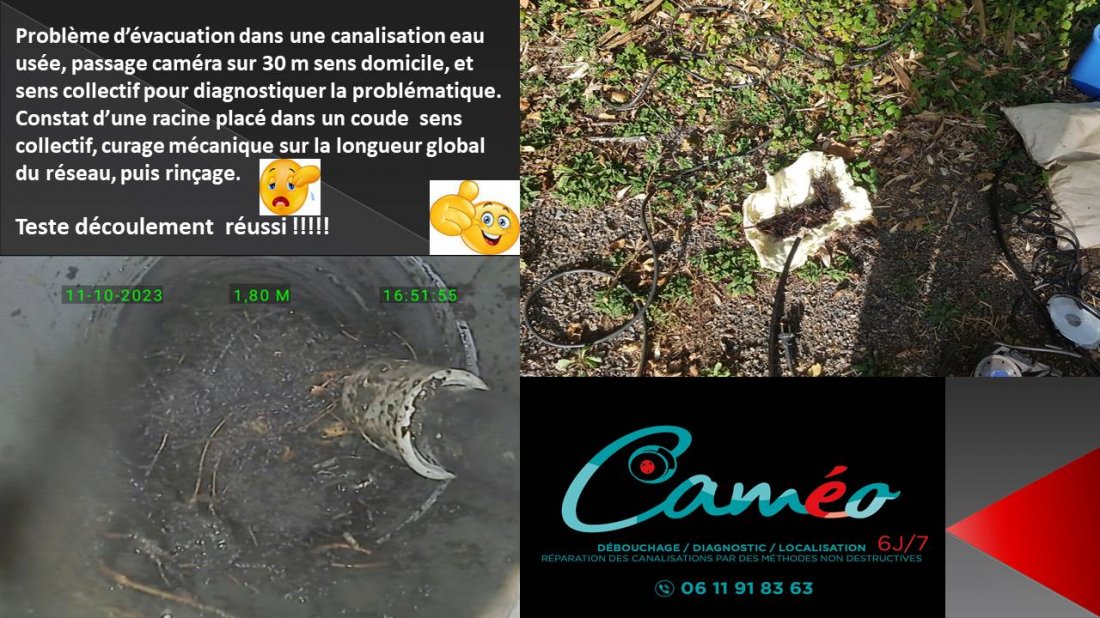 Inspection caméra et déracinage: diagnostic canalisation réseau eau usée