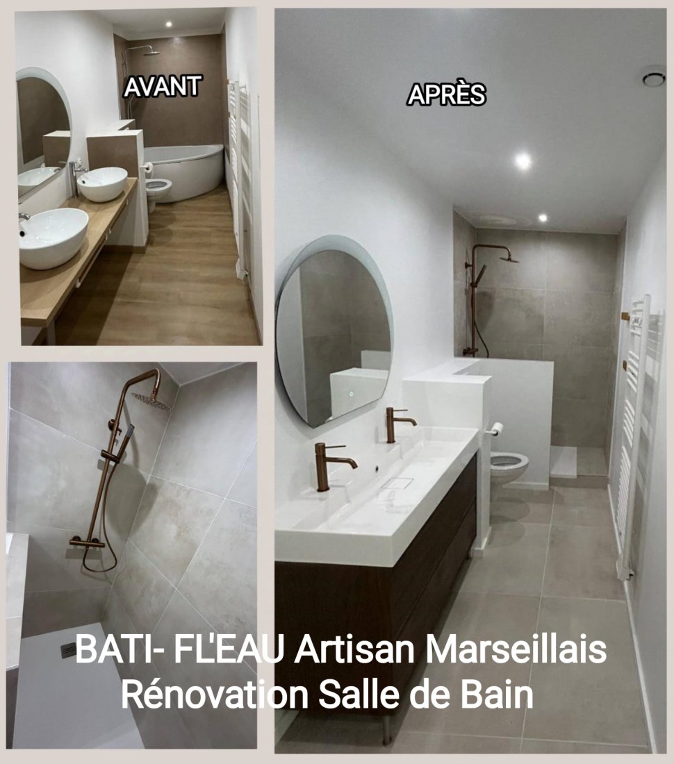 Nouvelle rénovation de salle de bain terminée à Roquefort-la-Bédoule réalisée par Bati Fl’eau !