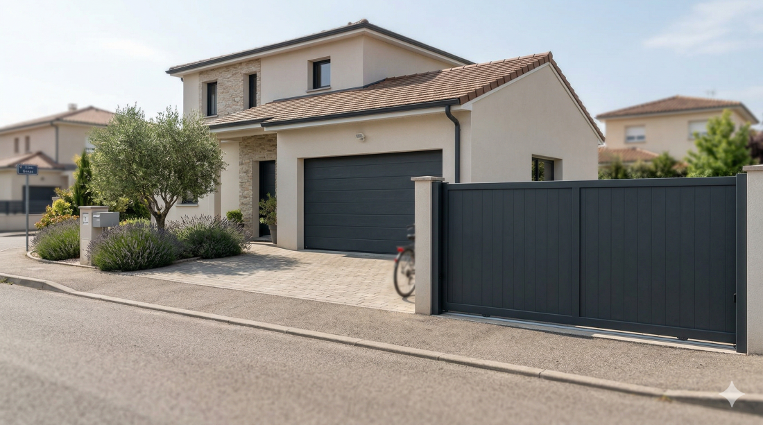 Porte de garage Hörmann et portail alu anthracite