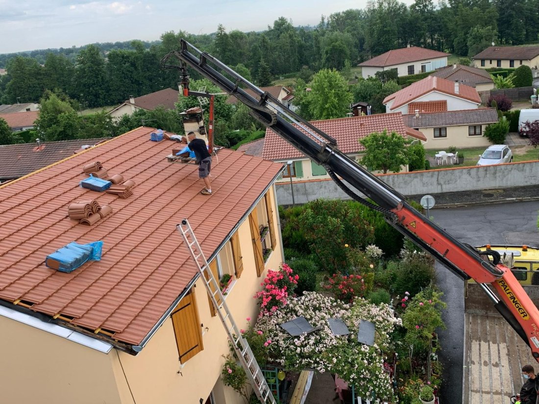 Grue pour toiture difficile d’accès